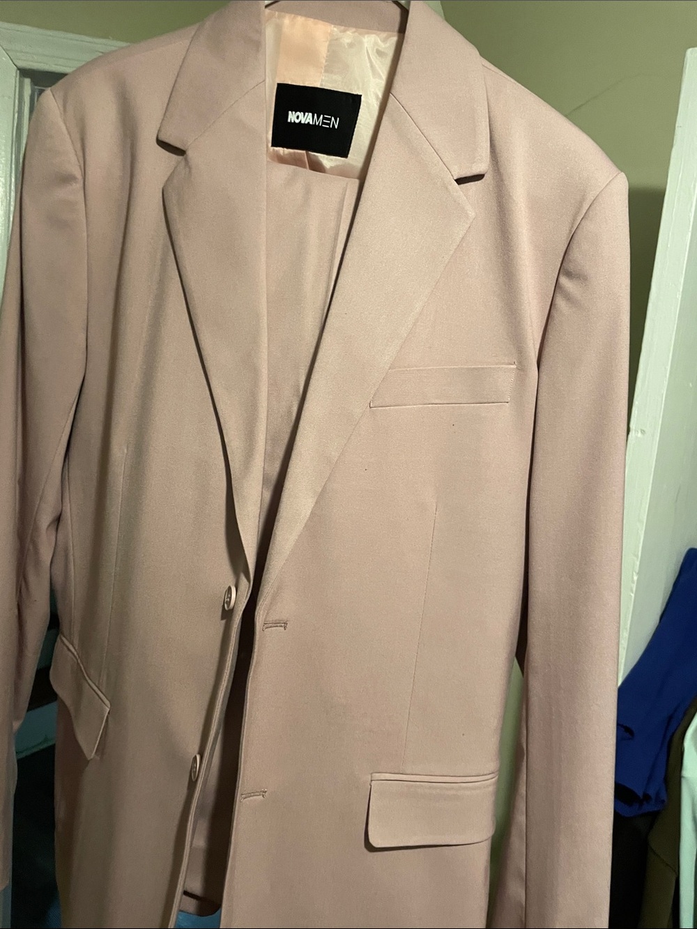 Blush Pink Men's Tailored Blazer- Large. Pants- 36